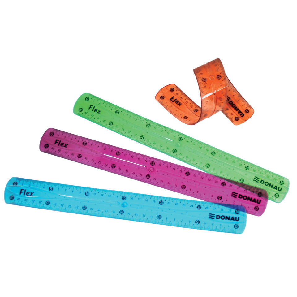 Lineal Flexi, 30cm, transparent, in Blisterverpackung sortiert DONAU 5411100-99