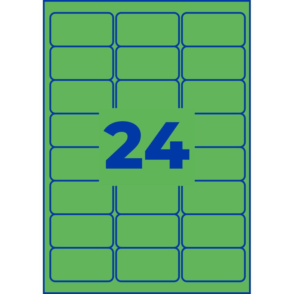 Etiketten farbig ablösbar, 63,5x33,9mm, 480 Stück, grün AVERY ZWECKFORM L6033-20 ZWECKFORM L6033-20 480St