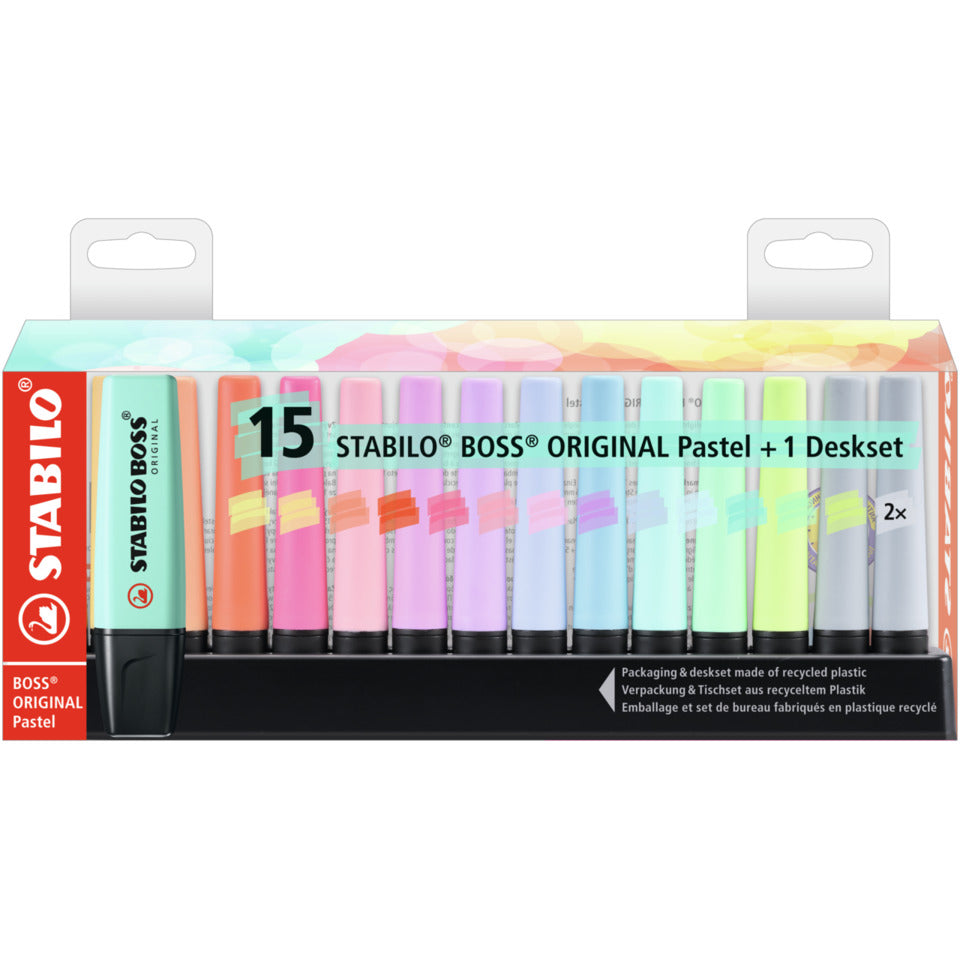 Textmarker BOSS® ORIGINAL Pastel, Tischset mit 15 Stiften STABILO 7015-02-5 STABILO 7015-02-5 Tischset