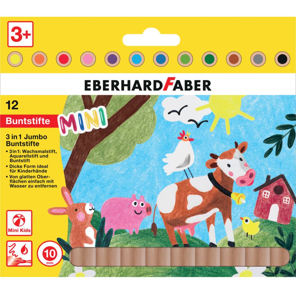 Farbstiftetui MiniMaxi 3in1 Jumbo, 12 Stück, sortiert EBERHARD FABER 518912