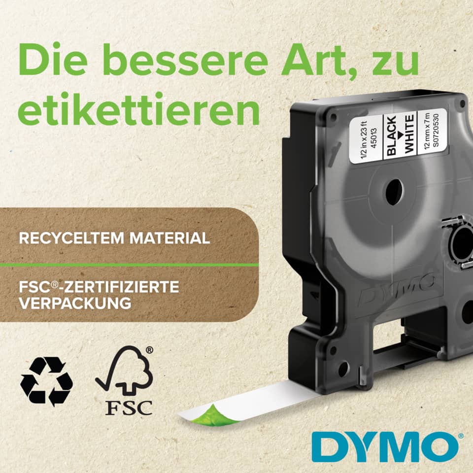 Schriftband, 6mmx7m, schwarz/weiß DYMO S0720780 DYMO S0720780 436138