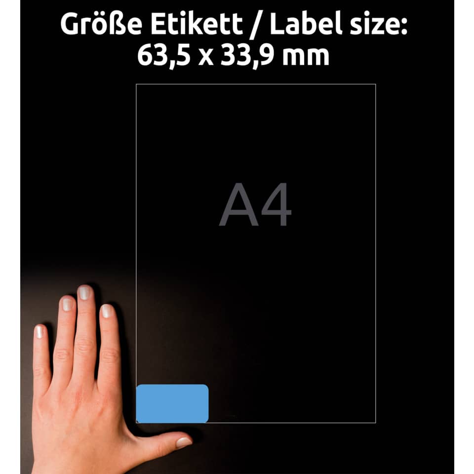Etiketten farbig ablösbar, 63,5x33,9mm, 480 Stück, blau AVERY ZWECKFORM L6032-20 ZWECKFORM L6032-20  480St