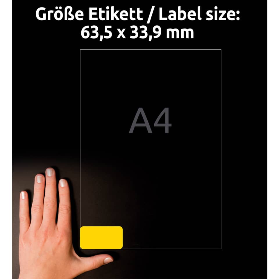 Etiketten farbig ablösbar, 63,5x33,9mm, 480 Stück, gelb AVERY ZWECKFORM L6035-20 ZWECKFORM L6035-20 480St