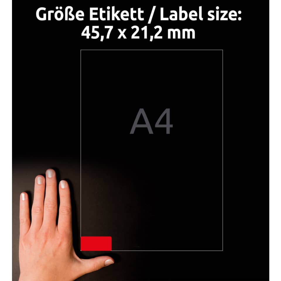 Etiketten farbig ablösbar, 45,7x21,2mm, 960 Stück, rot AVERY ZWECKFORM L6038-20 ZWECKFORM L6038-20  960St