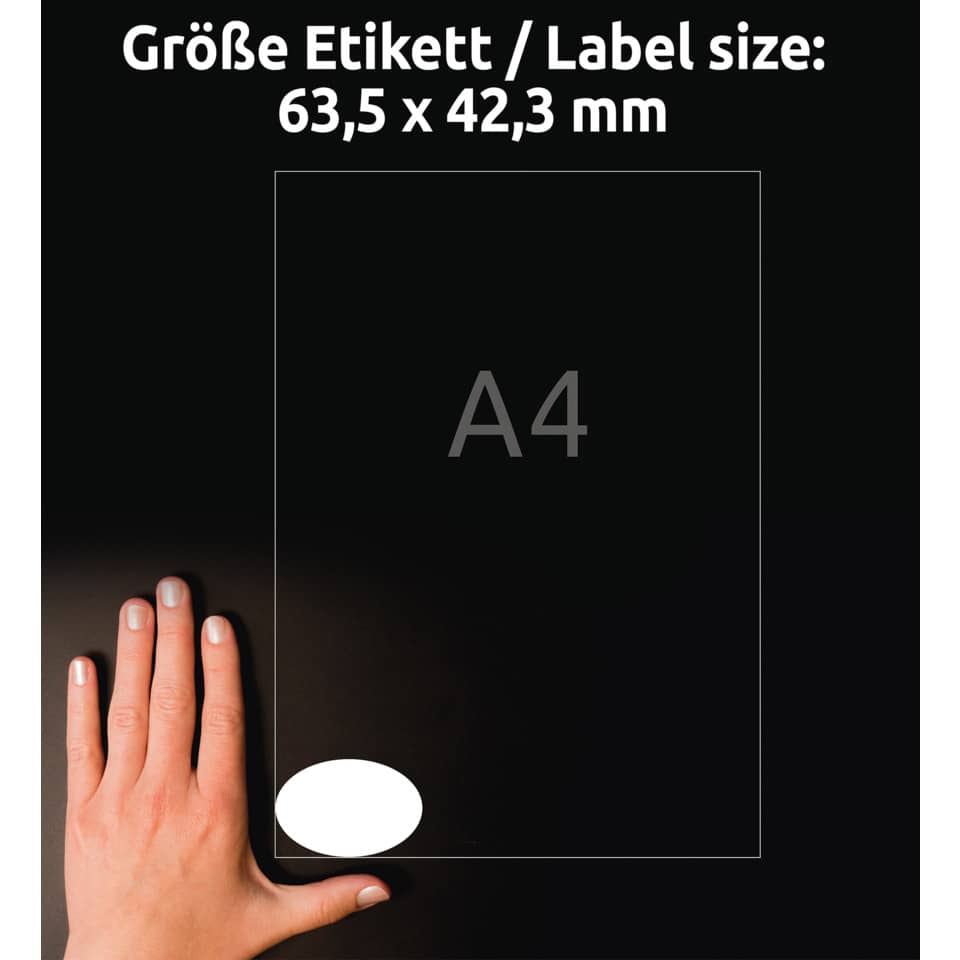 Ovale Etiketten ablösbar, 63,5x42,3mm, 450 Stück, weiß AVERY ZWECKFORM L6024REV-25 ZWECKFORM L6024REV-25 450ST