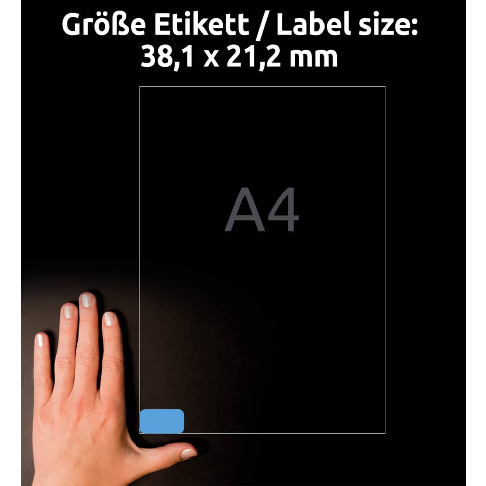 Etiketten farbig ablösbar, 38x21,2mm, 1300 Stück, blau AVERY ZWECKFORM L4791-20 ZWECKFORM L4791-20  1300St