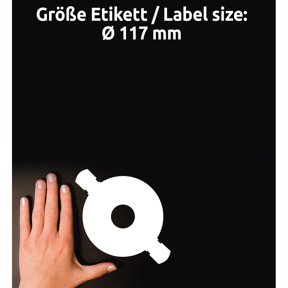 CD-Etiketten ClassicSize, Ø117mm, 50 Stück, weiß AVERY ZWECKFORM L6043-25 ZWECKFORM L6043-25 50ST