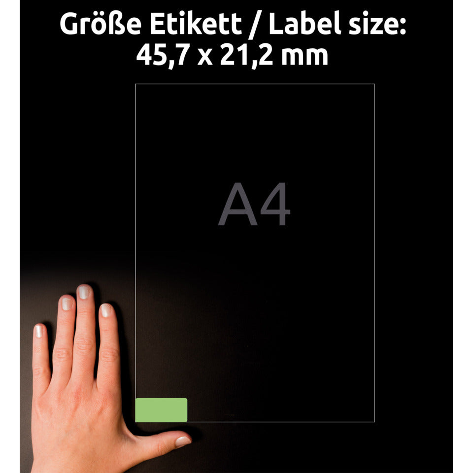 Farbige Etiketten ablösbar, 45,7x21,2mm, 960 Stück, grün AVERY ZWECKFORM L6040-20