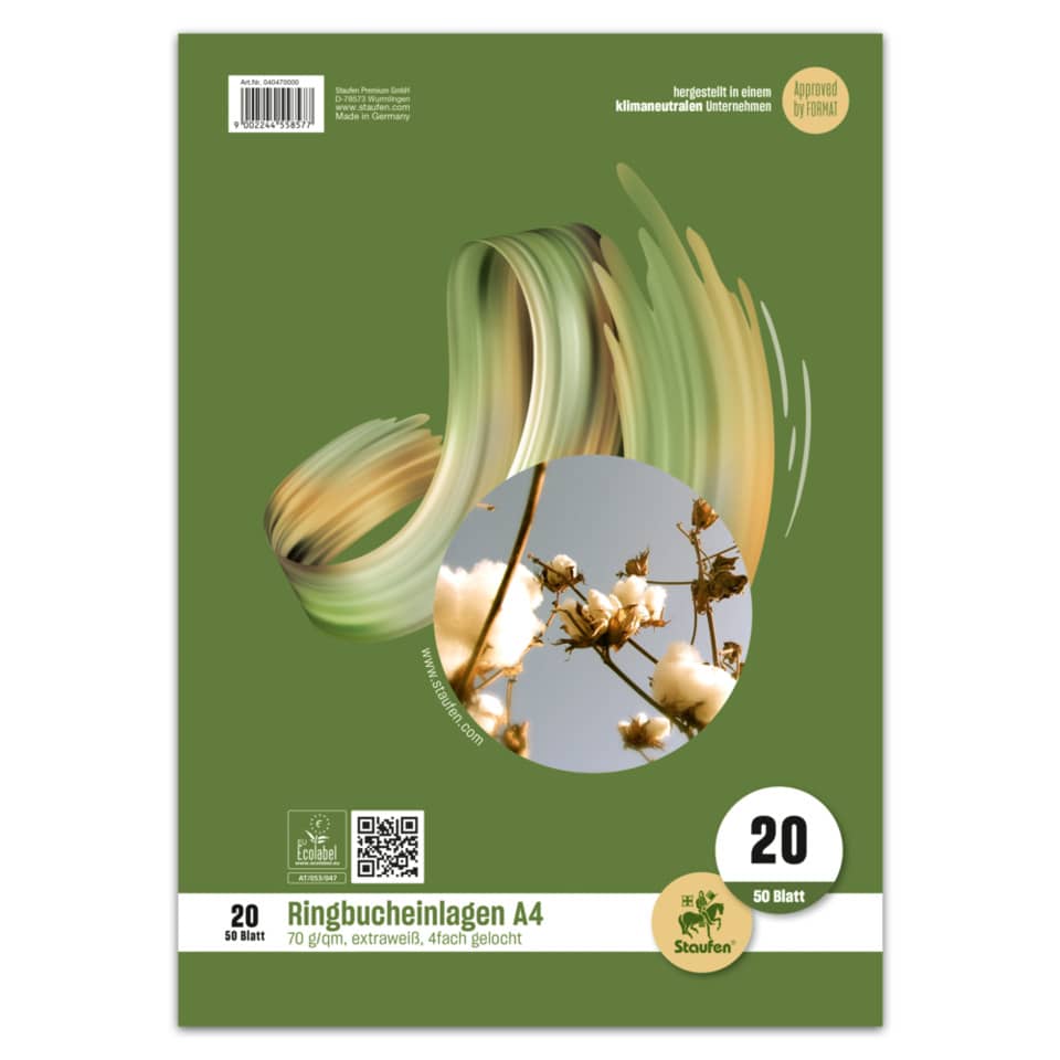 Ringbucheinlage, A4, 70g/m², 50 Blatt, blanko STAUFEN STYLE 040470000 STAUFEN STYLE 040470000 70g4Loch