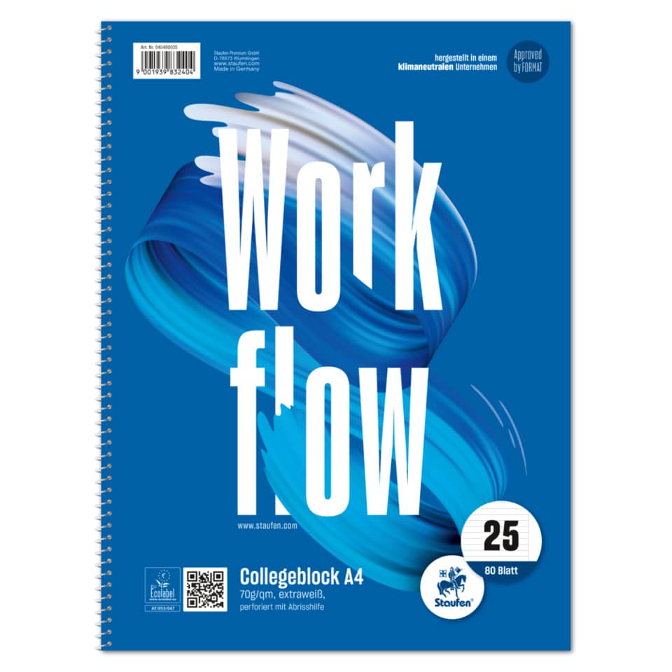 Collegeblock, A4, 70g/m², 80 Blatt, Lin.25, liniert STAUFEN STYLE 040480035 STAUFEN STYLE 040480035 lin. Rand