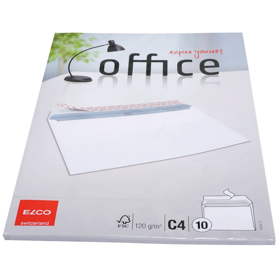Briefumschlag Office ohne Fenster, C4, 100g/m², haftklebend, 10 Stück, weiß ELCO 74476.12 ELCO 74476.12 Innendr.  10St