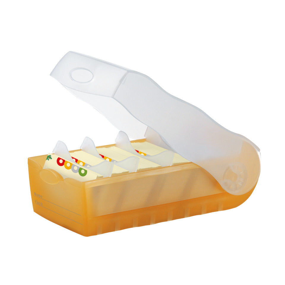 Karteibox CROCO DIN A8 quer, Lernkartei mit 100 Karten, transluzent-orange HAN 998-613D HAN 998-613 für 500 Karten