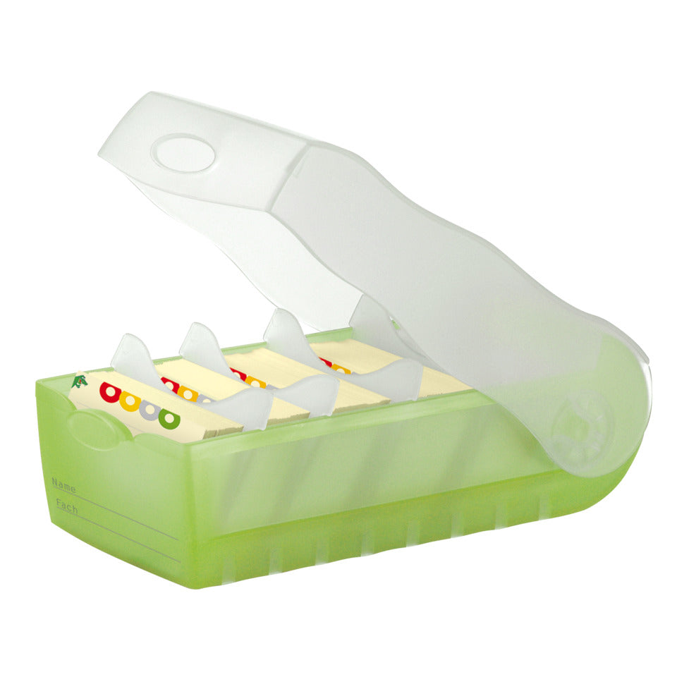 Karteibox CROCO DIN A8 quer, Lernkartei mit 100 Karten, transluzent-grün HAN 998-603D HAN 998-603 für 500 Karten