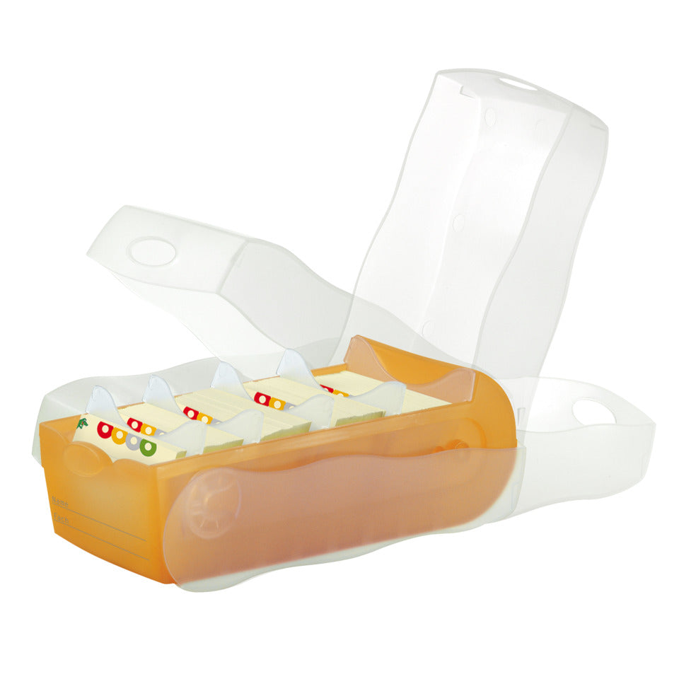Karteibox CROCO DIN A8 quer, Lernkartei mit 100 Karten, transluzent-orange HAN 998-613D HAN 998-613 für 500 Karten