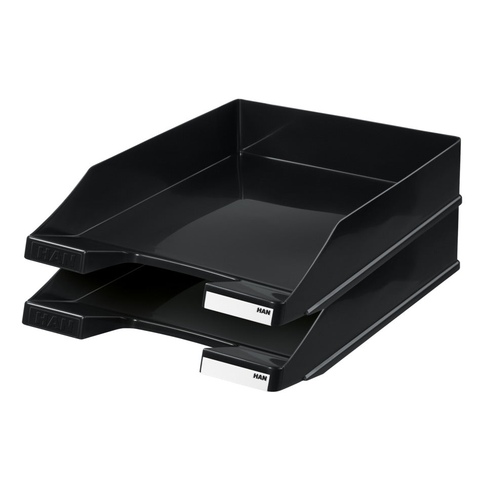 Briefablage KLASSIK, DIN A4/C4, stapelbar, stabil, modern, schwarz HAN 1027-X-13D