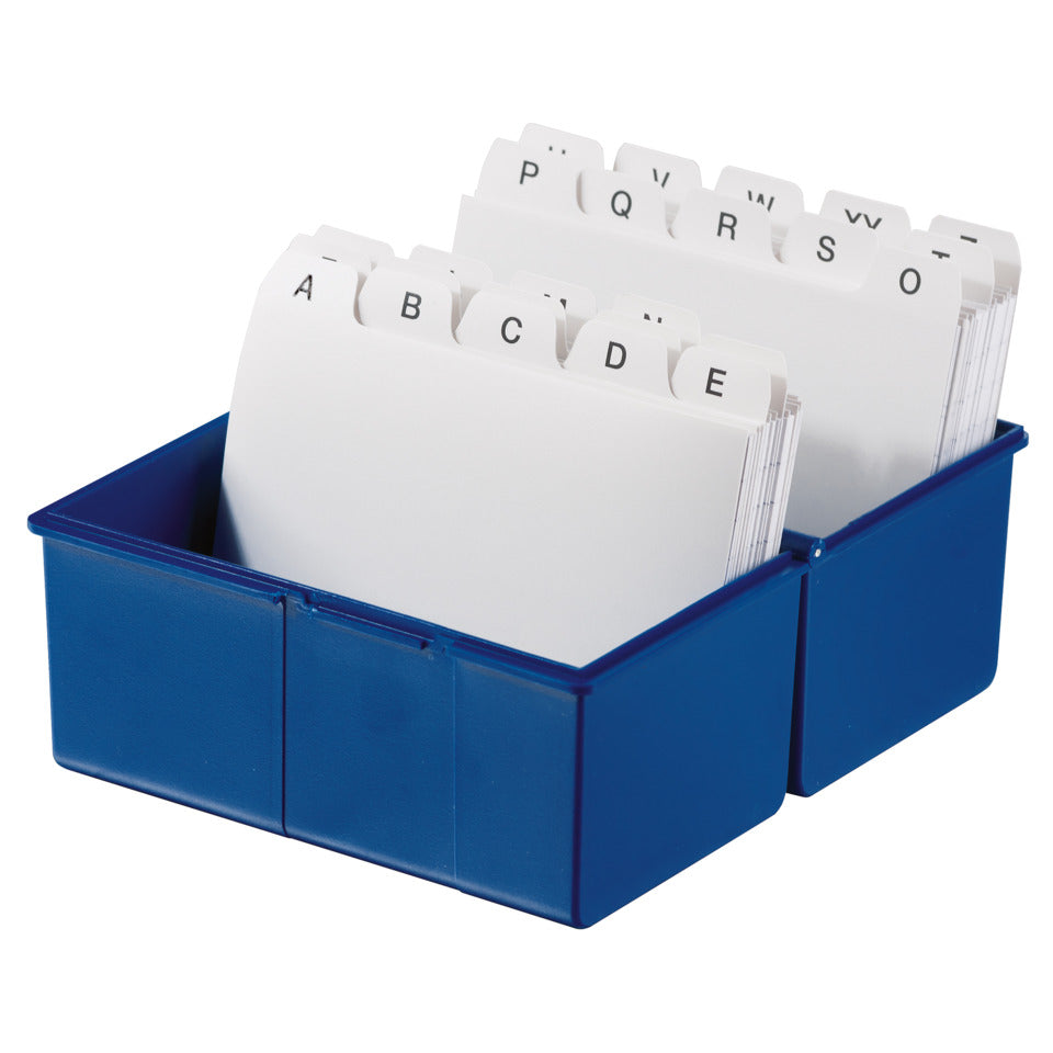 Karteibox DIN A7 quer, max 300 Karten m. Stahlscharnier, blau HAN 977-14D HAN 977-14 300 12,1x7,4x10,1