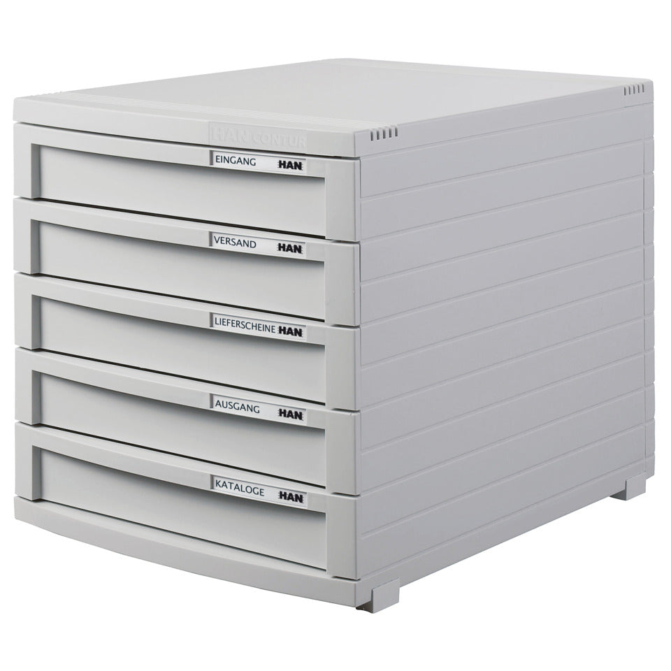 Schubladenbox CONTUR, DIN A4/B4/C4, 5 geschlossene Schubladen, lichtgrau HAN 1505-11D HAN 1505-11 5 CONTUR gesch.Ld