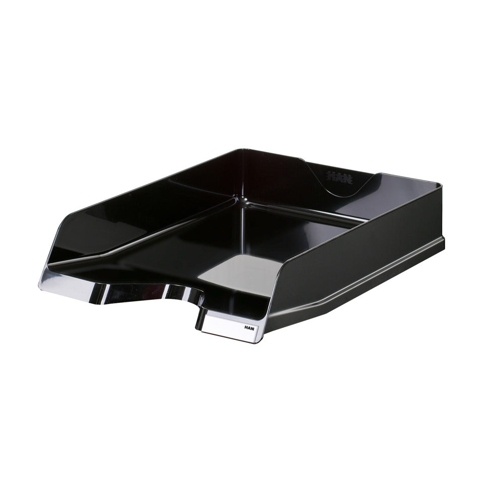 Briefablage VIVA, DIN A4/C4, stapelbar, mit Clip, hochglänzend, schwarz HAN 10275-13D
