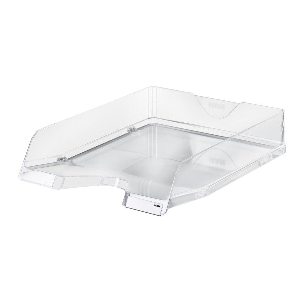 Briefablage VIVA, DIN A4/C4, stapelbar, mit Clip, hochglänzend, glasklar HAN 10275-23D
