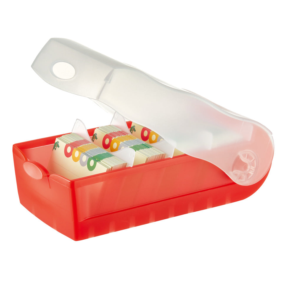 Karteibox CROCO DIN A8 quer, Lernkartei mit 100 Karten, transluzent-rot HAN 998-617D HAN 998-617 für 500 Karten