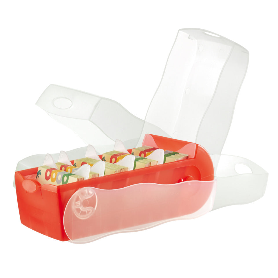 Karteibox CROCO DIN A8 quer, Lernkartei mit 100 Karten, transluzent-rot HAN 998-617D HAN 998-617 für 500 Karten