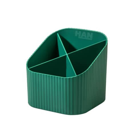 Schreibköcher KARMA - 4 Fächer, Recyclingmaterial, öko-grün