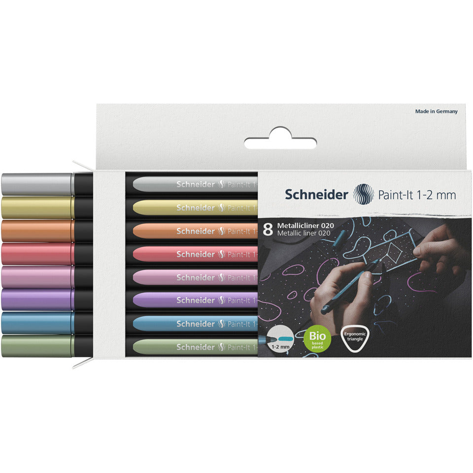 Metallicliner Paint-It 020, 1-2 mm, sortiert, 8er Karton-Etui SCHNEIDER ML02011502