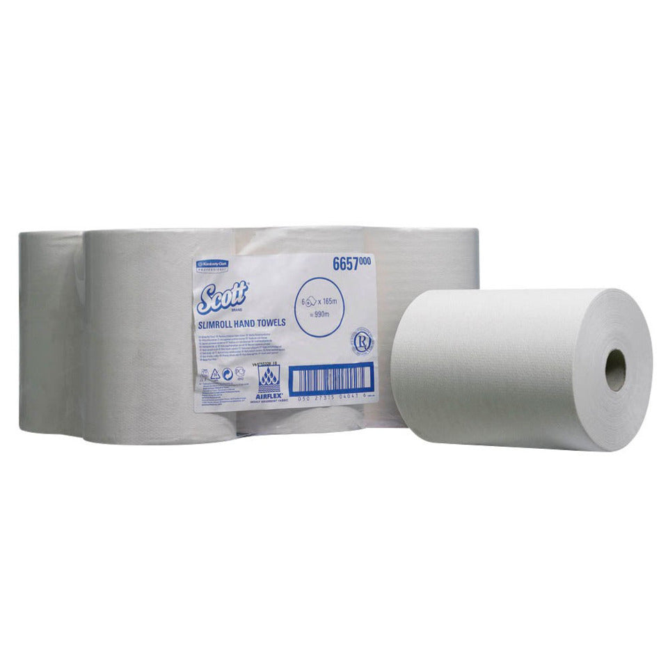 Rollenhandtuch Slimroll™, 1-lagig, 6 x 165 m, weiß SCOTT 6657 SCOTT 6657 Slim Roll
