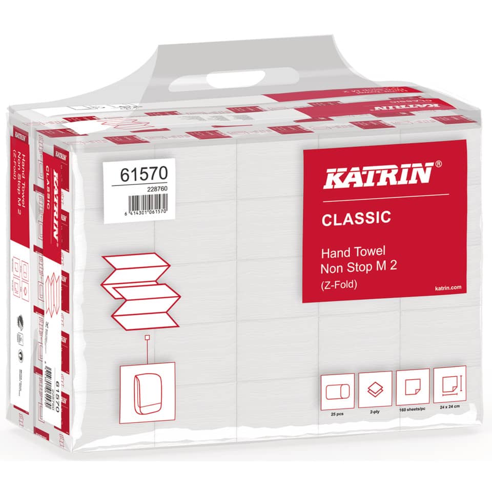 Falthandtuch Classic None stop M2, 2-lagig, Z-Falz, 4000 Blatt, weiß KATRIN 61570 KATRIN 61570 Z-Falz