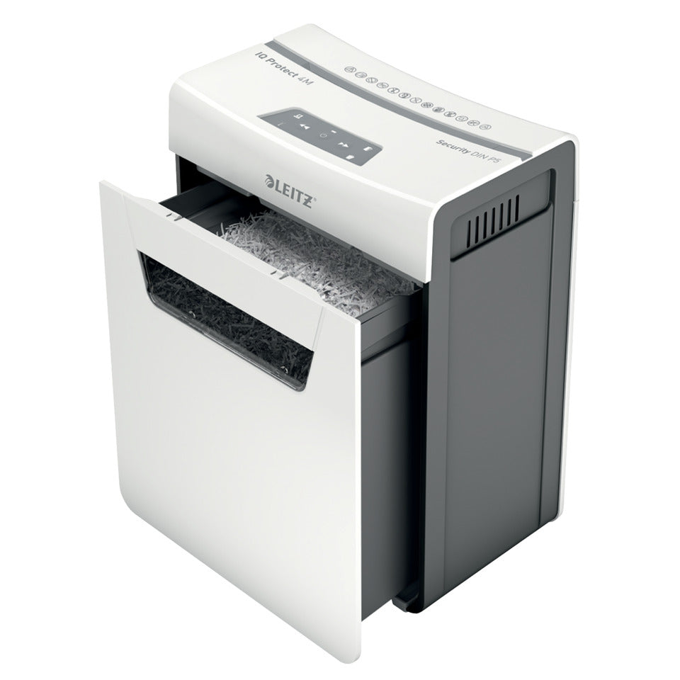 Aktenvernichter IQ Protect Premium 4M P5, Mikro-Partikelschnitt, 4 Blatt, weiß LEITZ 8094-00-00 LEITZ 8094-00-00 4M P5 Mikro