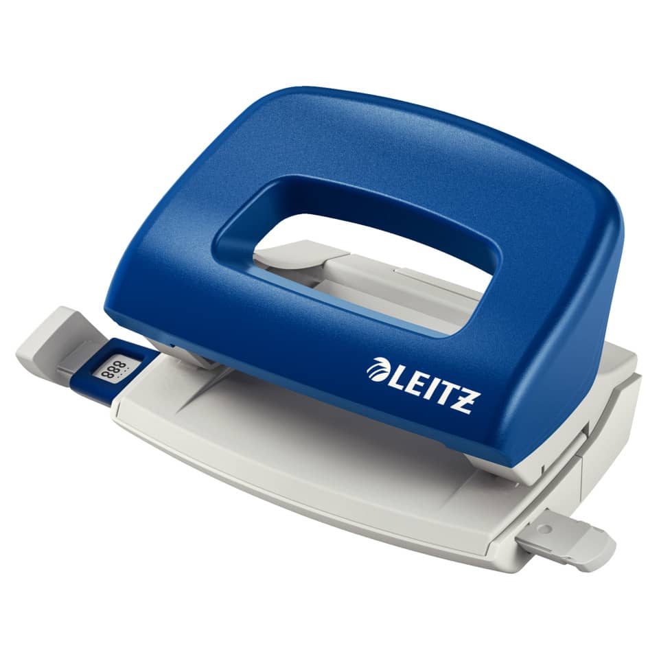 Locher Mini NeXXt, 10 Blatt, Anschlagschiene, Kunststoff, blau LEITZ 5058-00-35