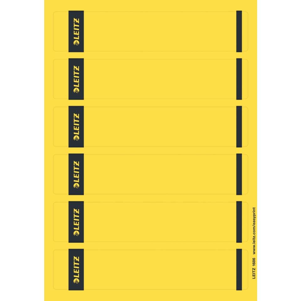 Ordnerrückenschild selbstklebend, 39 x 191 mm, schmal/kurz, 150 Stück, gelb LEITZ 1686-20-15 LEITZ 16862015 SK 25x6ST