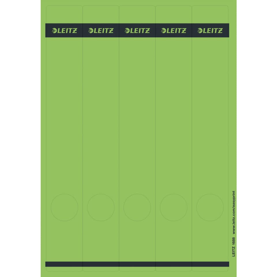 Ordnerrückenschild selbstklebend, 39 x 285 mm, schmal/lang, 125 Stück, grün  ~~OEM~ LEITZ 1688-00-55 LEITZ 1688-00-55 SK 25x5ST