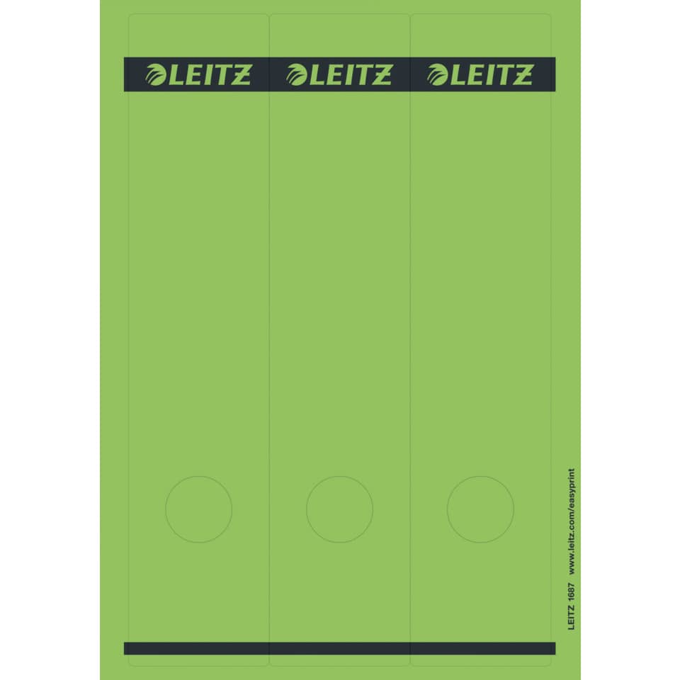 Ordnerrückenschild selbstklebend, 62 x 285 mm, breit/lang, 75 Stück, grün  ~~OEM~ LEITZ 1687-00-55 LEITZ 1687-00-55 SK 25x3ST