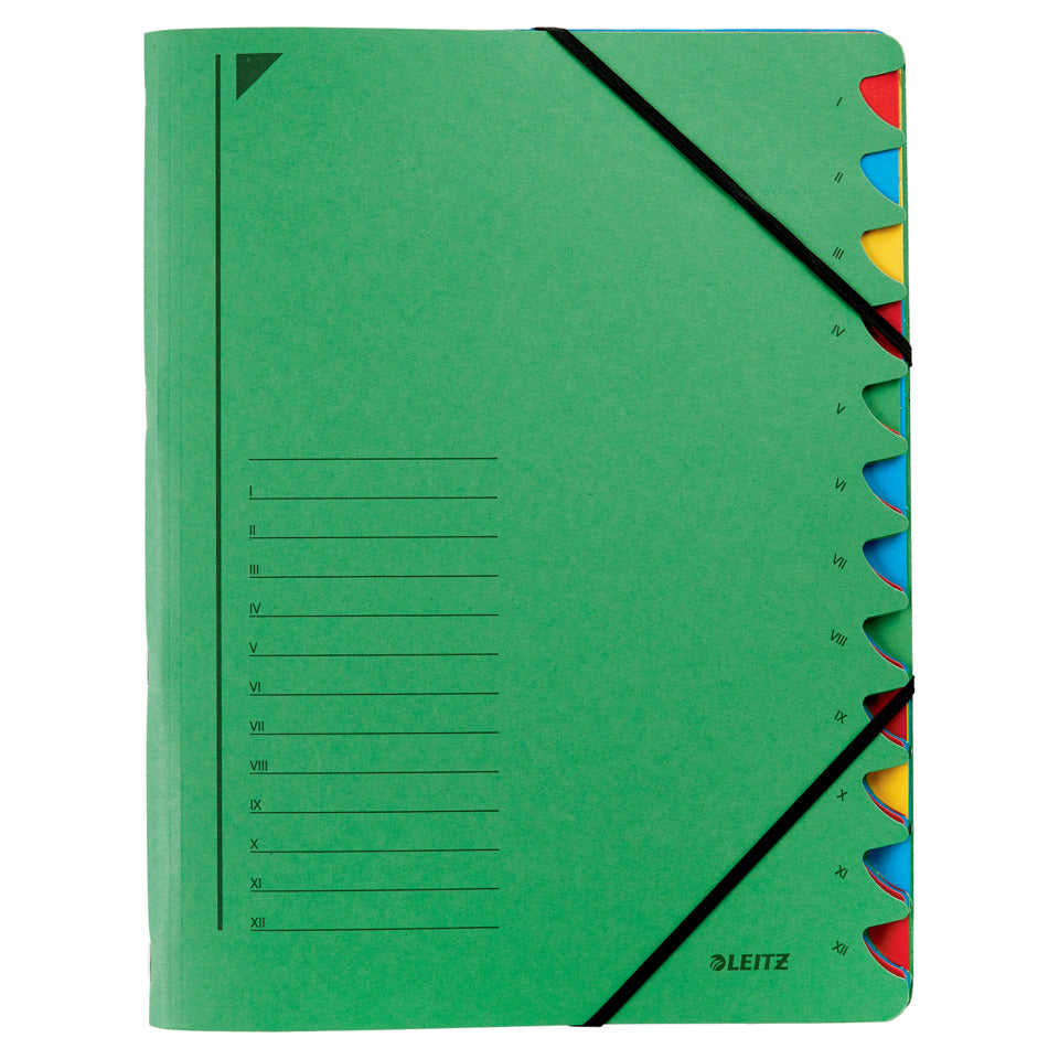 Ordnungsmappe, A4, Karton, 12 Fächer, grün LEITZ 3912-00-55 LEITZ 3912-00-55 Karton