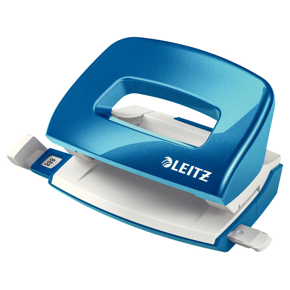 Locher Mini NeXXt WOW, 10 Blatt, Anschlagschiene, Kunststoff, blau LEITZ 5060-10-36