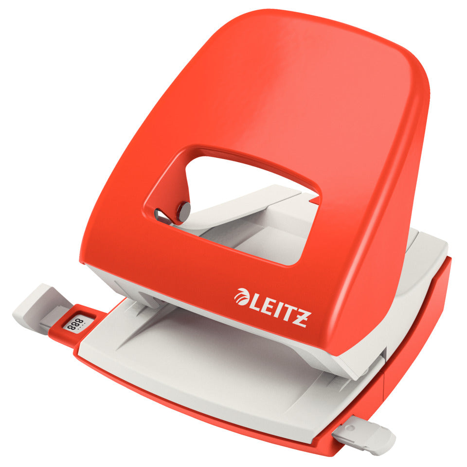 Locher NeXXt, 30 Blatt, Anschlagschiene, Metall, hellrot LEITZ 5008-00-20 LEITZ 5008-00-20 30 Blatt