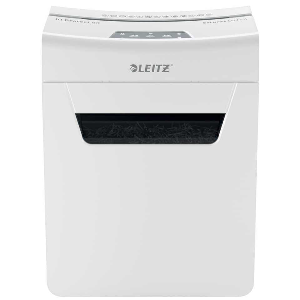 Aktenvernichter IQ Protect Premium 8X P4, Partikelschnitt, 8 Blatt, weiß LEITZ 8091-00-00 LEITZ 8091-00-00 8X P4 Partikel