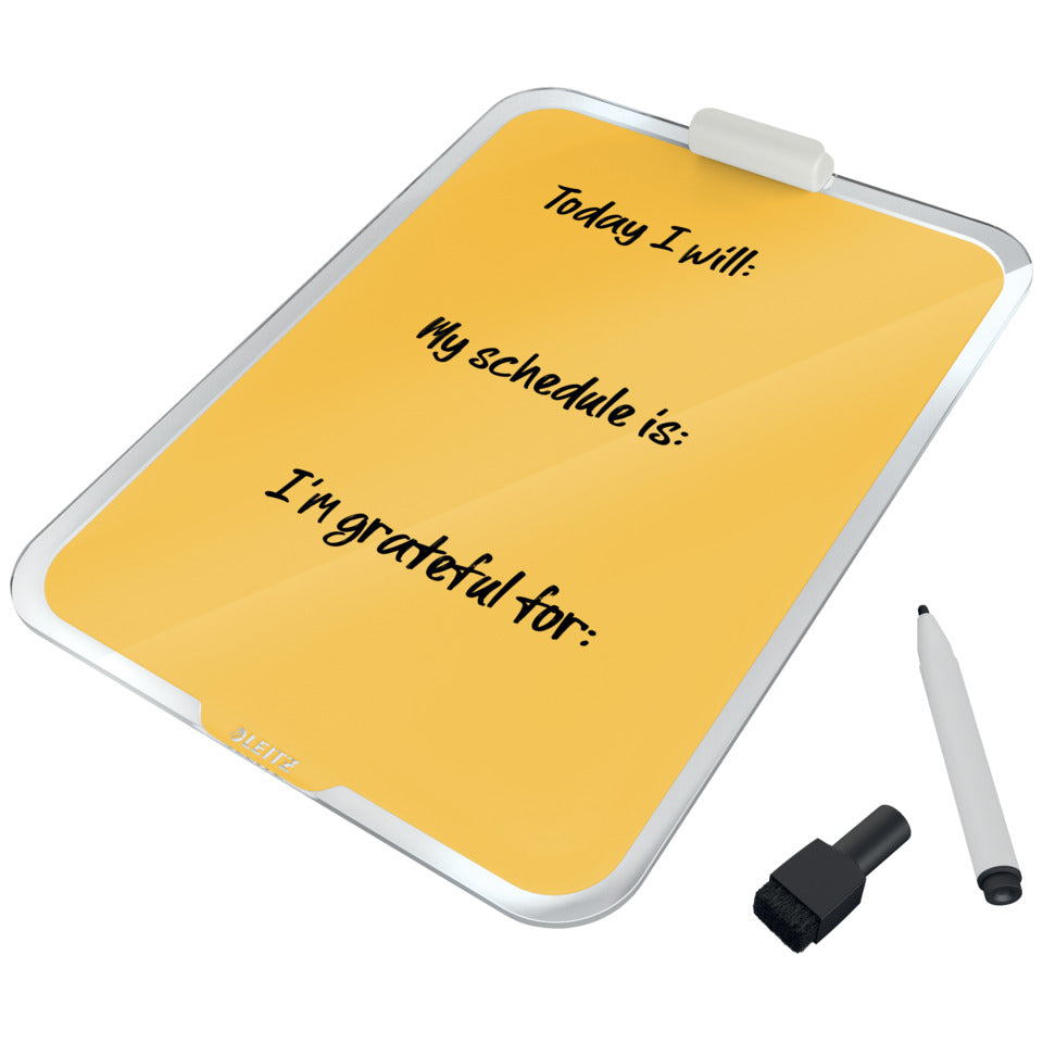 Memoboard Cosy, A4, Sicherheitsglas, magnetisch, aufstellbar, gelb LEITZ 3947-00-19