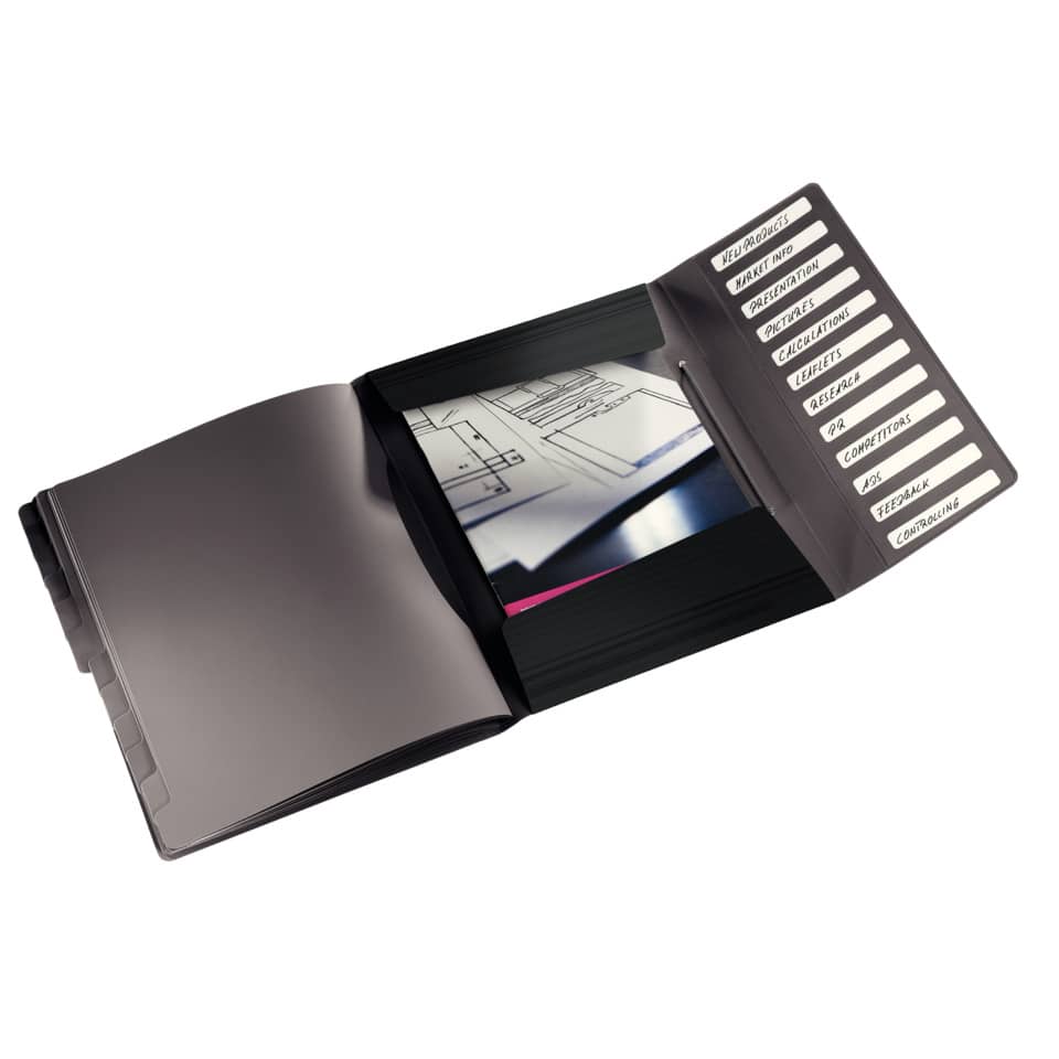 Ordnungsmappe Solid, 12 Fächer, PP, schwarz LEITZ 4570-10-95 LEITZ 4570-10-95 PP 12 Fächer