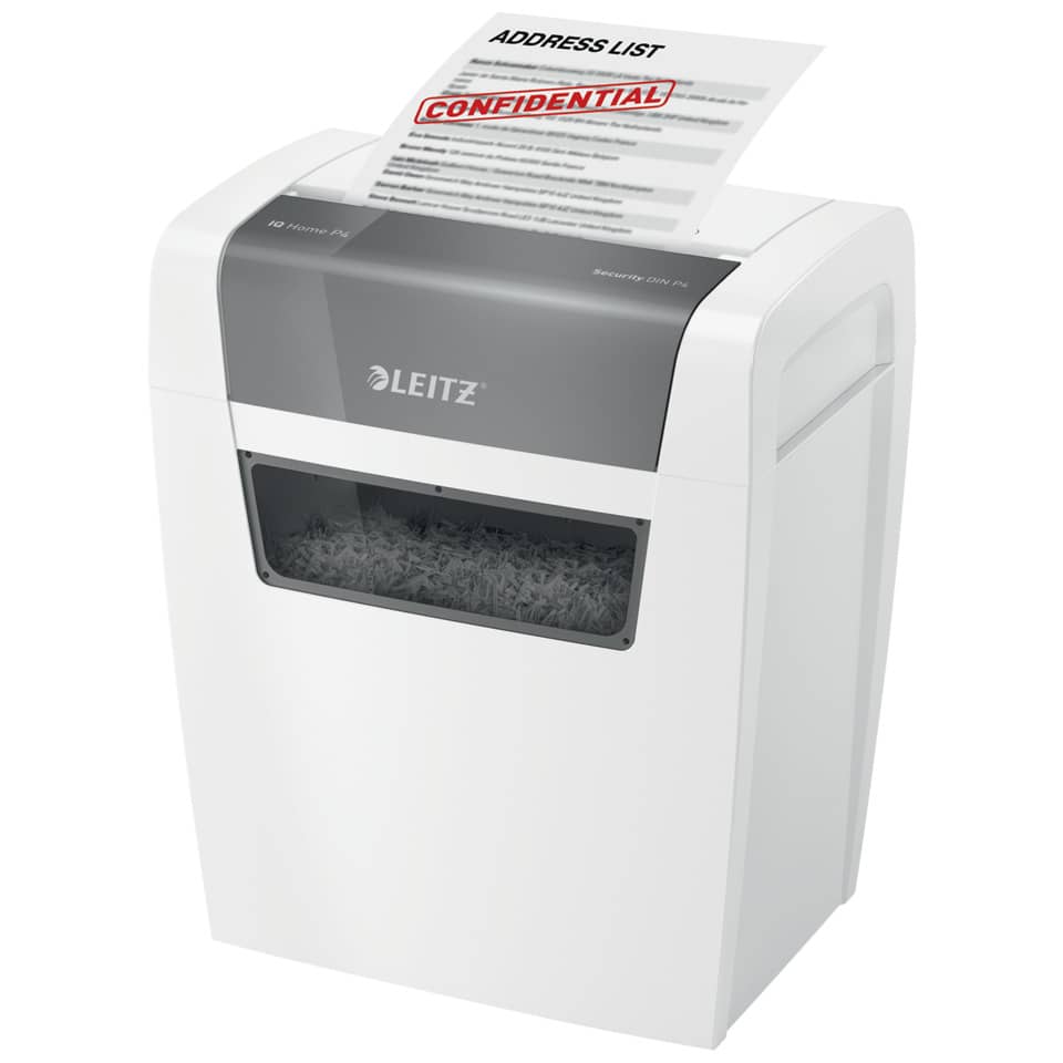 Aktenvernichter IQ Home P4, Partikelschnitt P4, 6 Blatt, weiß LEITZ 8034-00-00 LEITZ 8034-00-00 P4 Partikelschnitt