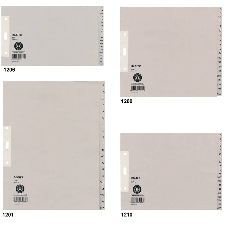 Papierregister A-Z, A5 quer, Papier, 20 Blatt, grau LEITZ 1206-00-85 LEITZ 1206-00-85 Papier 20tlg.
