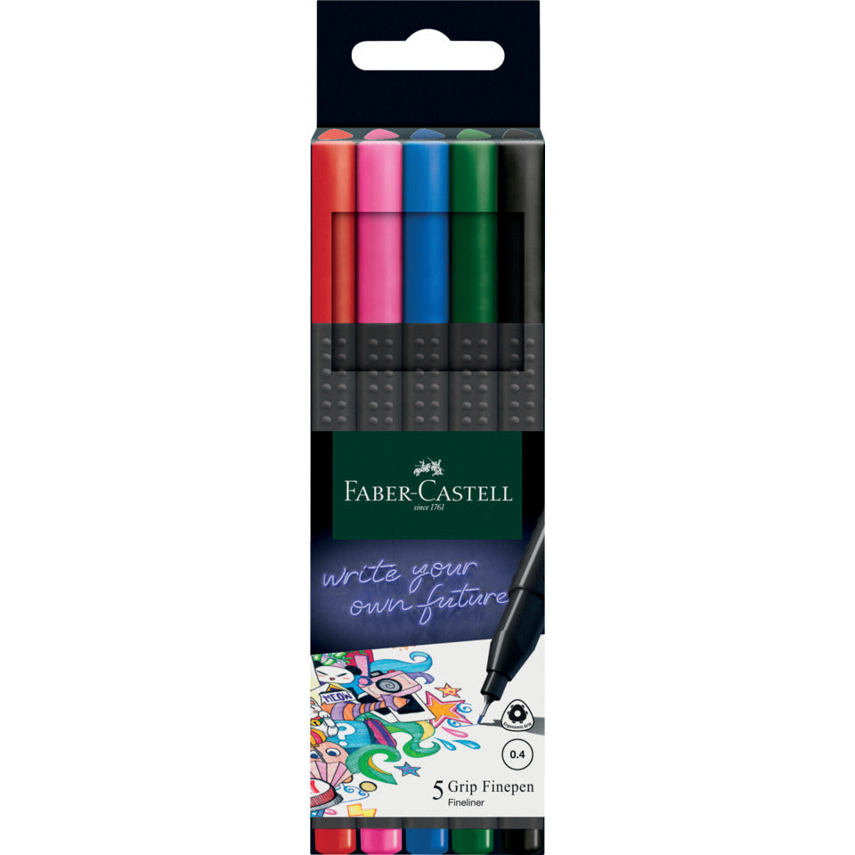 Finelineretui Grip, 0,4mm, 5 Stück, sortiert FABER CASTELL 151604