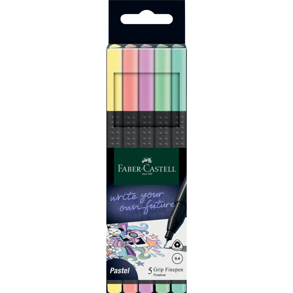 Finelineretui Grip Pastell, 0,4mm, 5 Stück, sortiert FABER CASTELL 151602