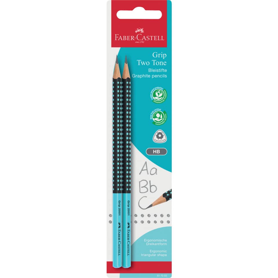 Bleistift Grip 2001 Two Tone, HB, 3 Farben, sortiert FABER CASTELL 517093