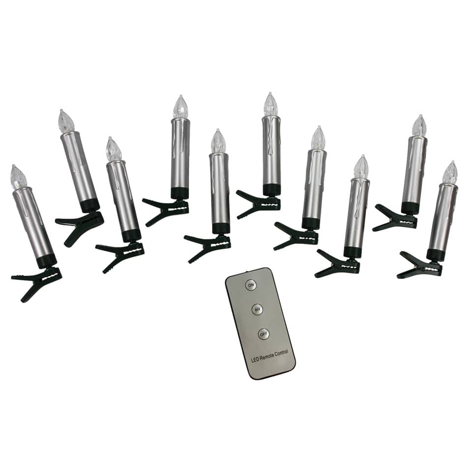 Christbaumkerze LED, 105x15mm, silber, 10 Stück PBS 48465 48465 1,5x10,5cm
