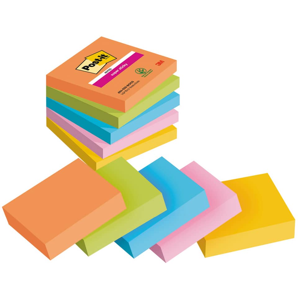 Haftnotizblock Super Sticky Notes Boost Collection, 76x76mm, 5x90 Blatt, sortiert POST-IT 654-5SS-BOOS POST-IT 654-5SS-BOOS 76x76mm
