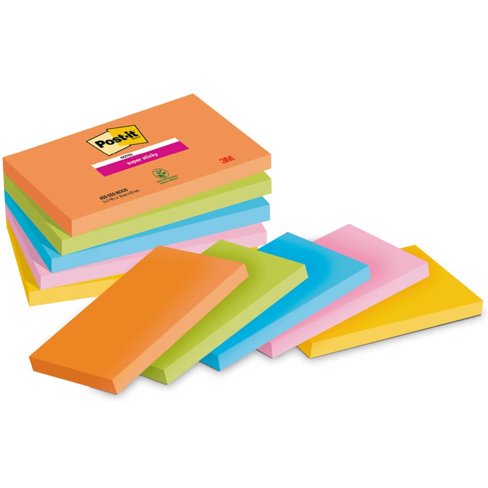 Haftnotizblock Super Sticky Notes Boost Collection, 76x127mm, 5x90 Blatt, sortiert POST-IT 655-5SS-BOOS POST-IT 655-5SS-BOOS 76x127mm