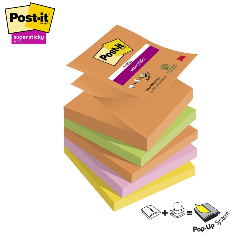Haftnotizblock Super Sticky Z-Notes Boost Collection, 76x76mm, 5x90 Blatt, sortiert POST-IT R330-5SS-BOOS POST-IT R330-5SS-BOOS 76x76mm