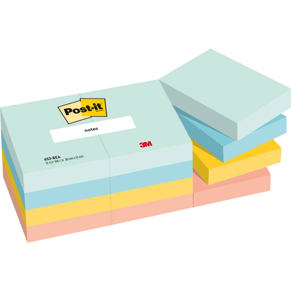 Haftnotizblock Notes Beachside Collection, 51 x 38 mm, 12 x 100 Blatt, sortiert POST-IT 653-12-BEA POST-IT 653-12-BEA 51x38mm